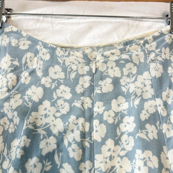 Reformation Zoe Midi Skirt Blue Floral Slit Front Women’s Size 2 - Picture 9 of 9